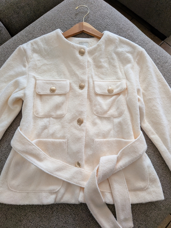 Joie Jackets & Blazers - Joie Cream Belted Pocket Jacket with Gold Buttons